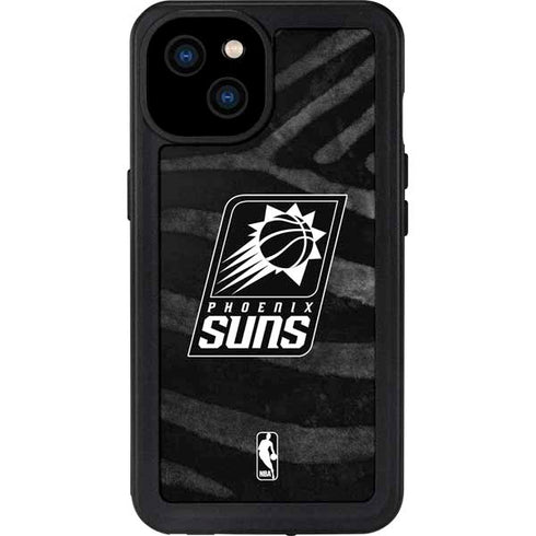 NBA Phoenix Suns Black Animal Print iPhone 15 Plus Waterproof Case