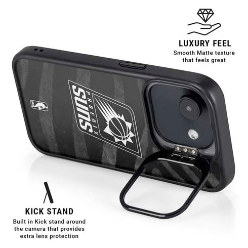 NBA Phoenix Suns Black Animal Print iPhone 16e Kickstand Case