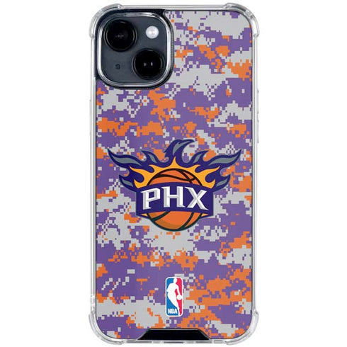 NBA Phoenix Suns Digi Camo iPhone 15 Clear Case