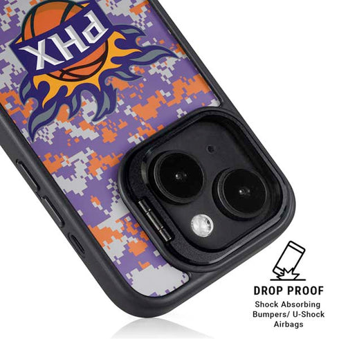 NBA Phoenix Suns Digi Camo iPhone 15 Kickstand Case