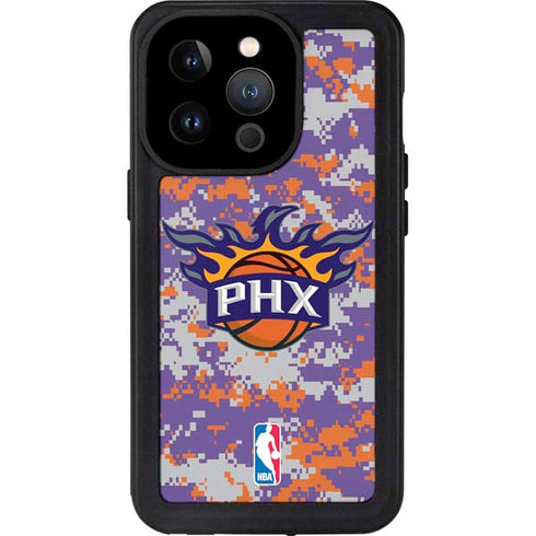 NBA Phoenix Suns Digi Camo iPhone 15 Pro Waterproof Case