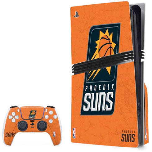 NBA Phoenix Suns Distressed PS5 Pro Disk Bundle Skin