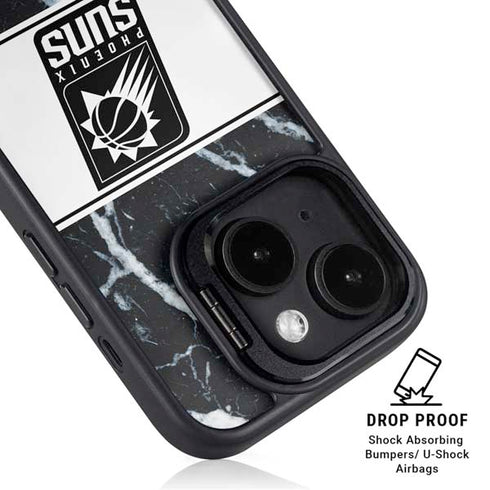 NBA Phoenix Suns Marble iPhone 15 Plus Kickstand Case