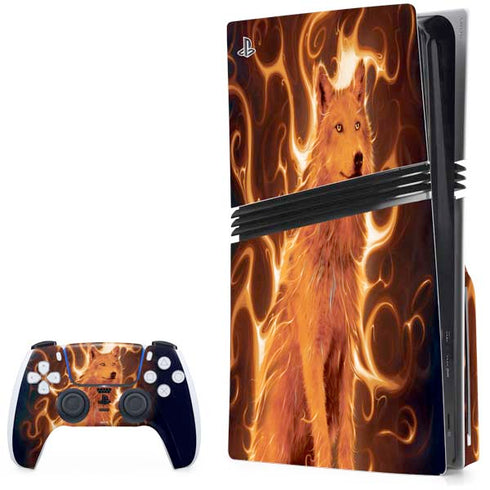 Phoenix Wolf by Vincent Hie PS5 Pro Disk Bundle Skin