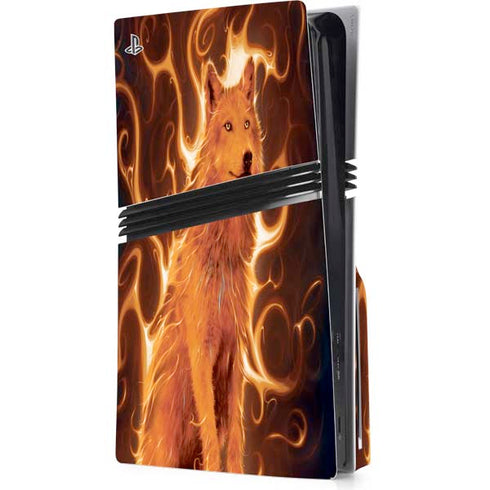 Phoenix Wolf by Vincent Hie PS5 Pro Disk Console Skin