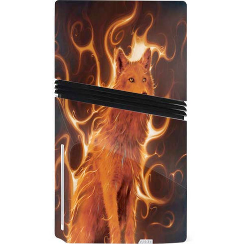 Phoenix Wolf by Vincent Hie PS5 Pro Disk Console Skin