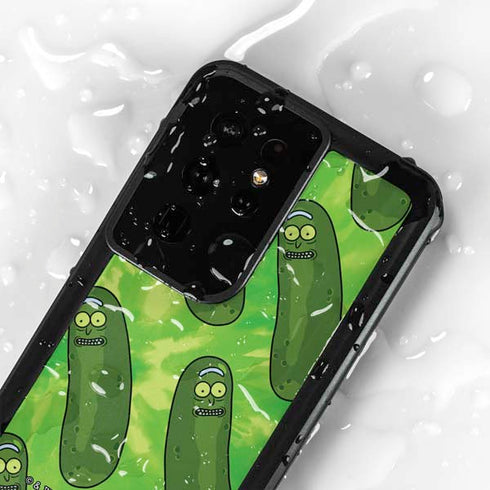 Adult Swim Rick and Morty Pickle Rick Pattern Galaxy S24 Ultra Waterproof Case