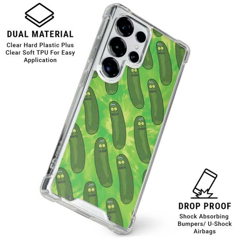 Adult Swim Rick and Morty Pickle Rick Pattern Galaxy S25 Ultra Clear Case