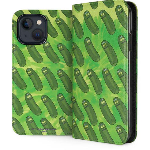 Adult Swim Rick and Morty Pickle Rick Pattern iPhone 15 Plus Folio Case