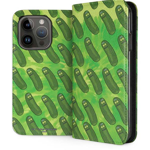 Adult Swim Rick and Morty Pickle Rick Pattern iPhone 15 Pro Folio Case