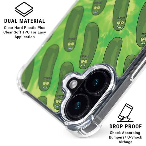 Adult Swim Rick and Morty Pickle Rick Pattern iPhone 16 Plus Clear Case