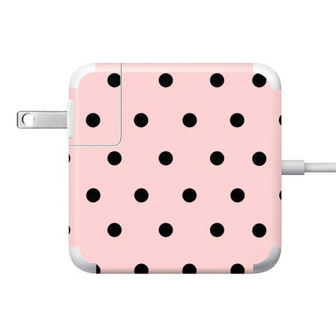 Pink and Black Polka Dots 85W Power Adapter (15 and 17 inch MacBook Pro Charger) Skin