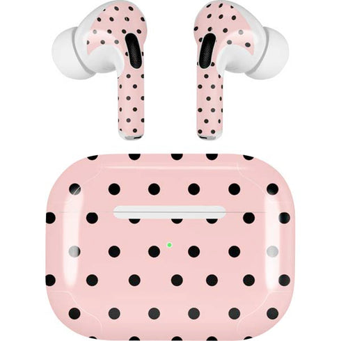 Pink and Black Polka Dots AirPods Skins