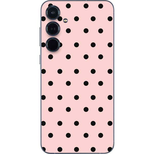 Pink and Black Polka Dots Galaxy A36 5G Skin