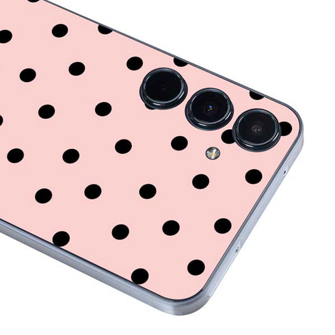 Pink and Black Polka Dots Galaxy A55 5G Skin