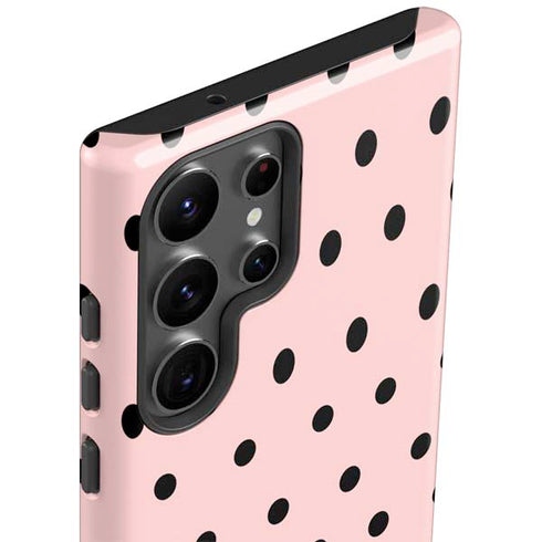 Pink and Black Polka Dots Galaxy S23 Ultra Pro Case