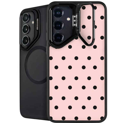 Pink and Black Polka Dots Galaxy S25 Kickstand Case