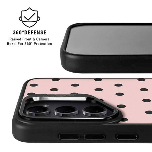 Pink and Black Polka Dots Galaxy S25 Kickstand Case