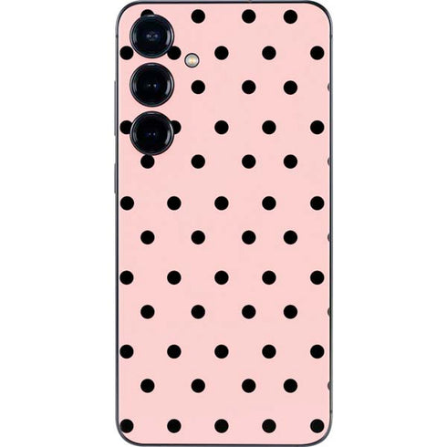 Pink and Black Polka Dots Galaxy S24 Skin