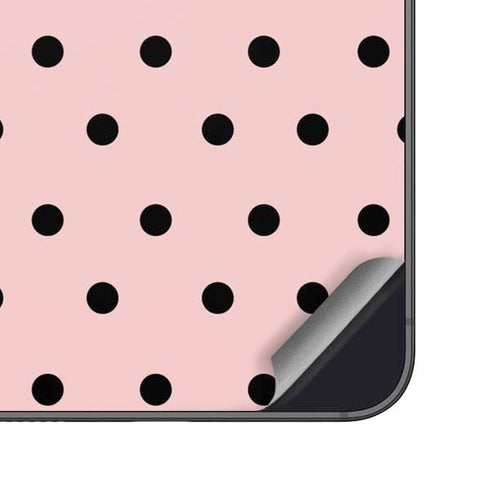 Pink and Black Polka Dots Galaxy S25 Skin
