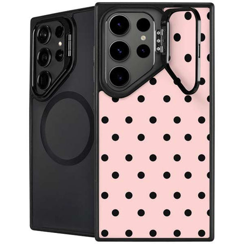 Pink and Black Polka Dots Galaxy S24 Ultra Kickstand Case