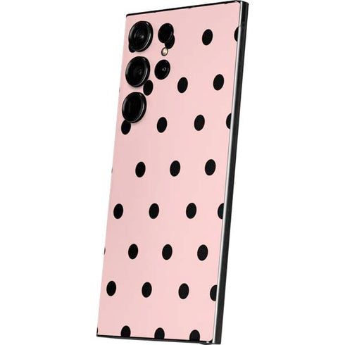 Pink and Black Polka Dots Galaxy S24 Ultra Skin