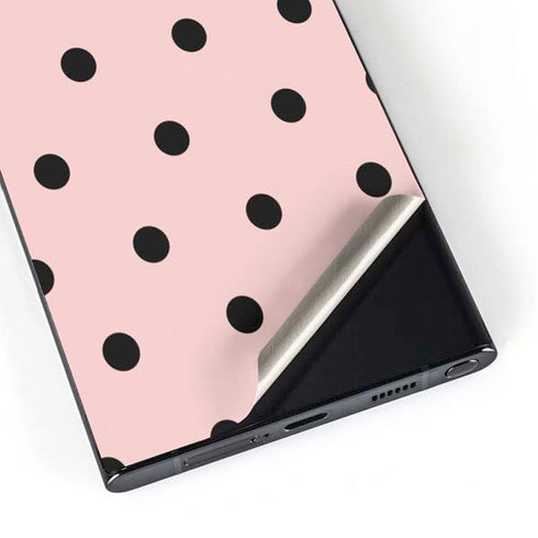 Pink and Black Polka Dots Galaxy S25 Ultra Skin