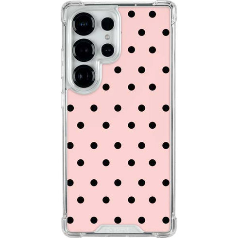 Pink and Black Polka Dots Galaxy S25 Ultra Clear Case