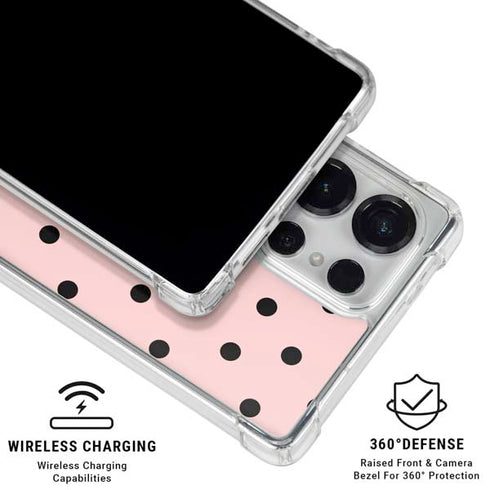 Pink and Black Polka Dots Galaxy S25 Ultra Clear Case
