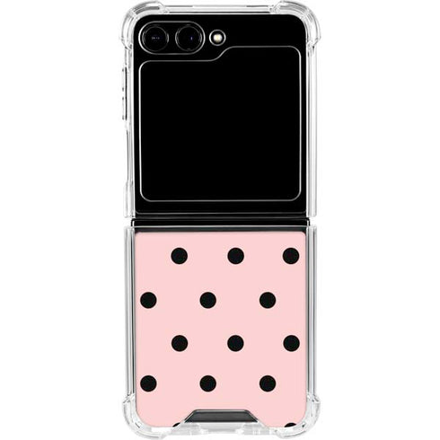 Pink and Black Polka Dots Galaxy Z Flip6 Clear Case