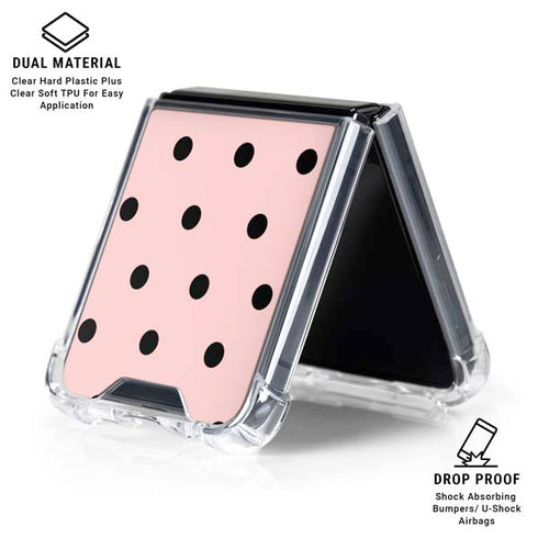 Pink and Black Polka Dots Galaxy Z Flip6 Clear Case