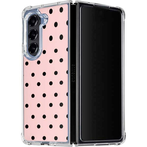 Pink and Black Polka Dots Galaxy Z Fold5 5G Clear Case