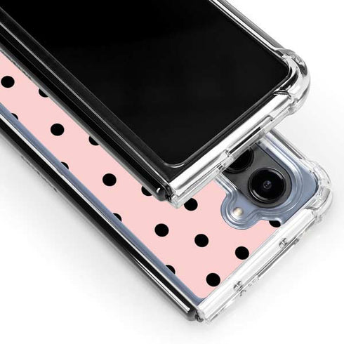 Pink and Black Polka Dots Galaxy Z Fold5 5G Clear Case