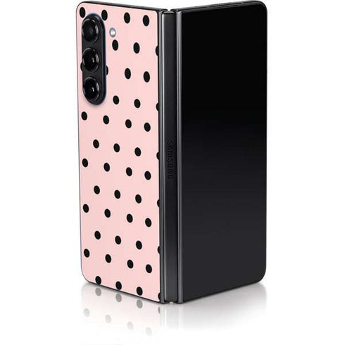 Pink and Black Polka Dots Galaxy Z Fold5 5G Skin