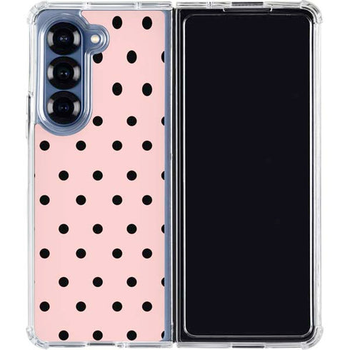 Pink and Black Polka Dots Galaxy Z Fold6 Clear Case