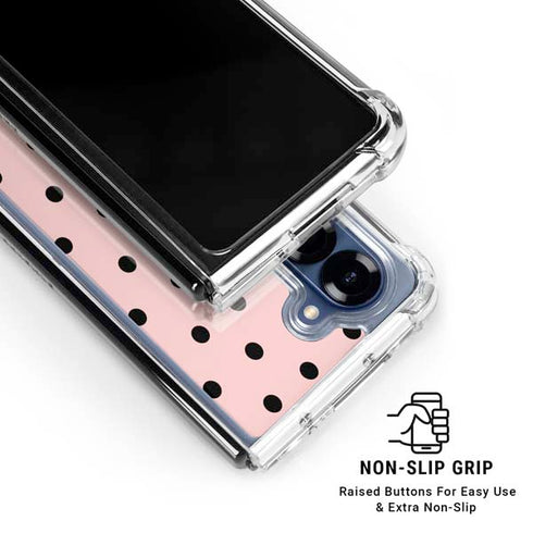 Pink and Black Polka Dots Galaxy Z Fold6 Clear Case