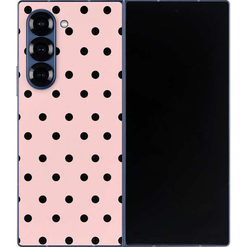 Pink and Black Polka Dots Galaxy Z Fold6 Skin