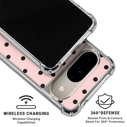 Pink and Black Polka Dots Google Pixel 10 Clear Case
