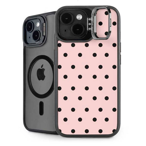 Pink and Black Polka Dots iPhone 14 Kickstand Case