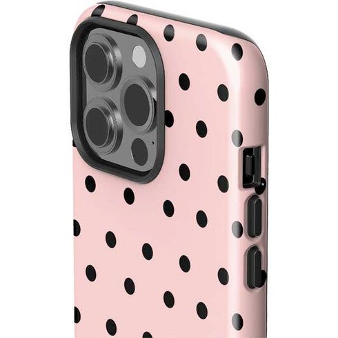 Pink and Black Polka Dots iPhone 15 Pro Impact Case