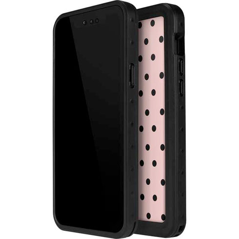 Pink and Black Polka Dots iPhone 15 Pro Waterproof Case