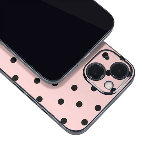 Pink and Black Polka Dots iPhone 15 Skin