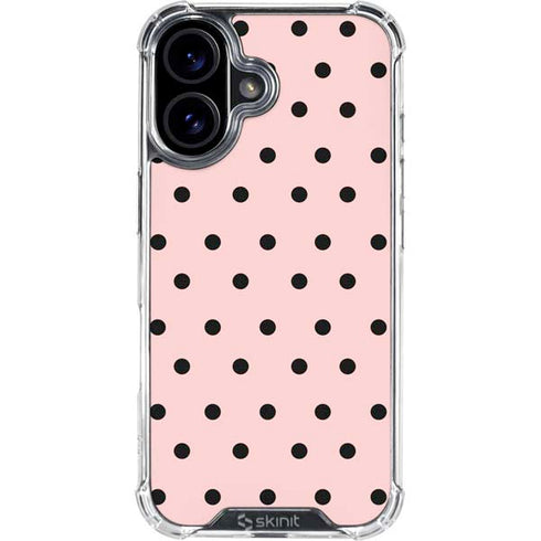 Pink and Black Polka Dots iPhone 16 Clear Case