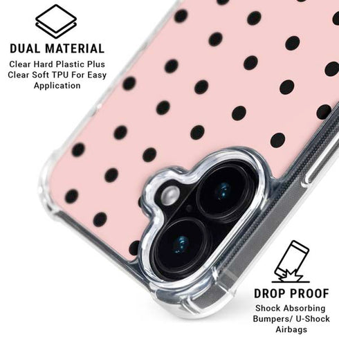 Pink and Black Polka Dots iPhone 16 Plus MagSafe Case