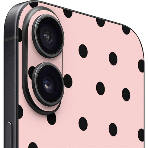 Pink and Black Polka Dots iPhone 16 Plus Skin