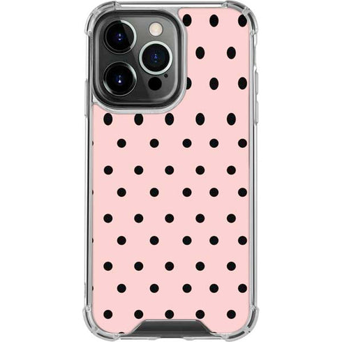 Pink and Black Polka Dots iPhone 16 Pro Clear Case