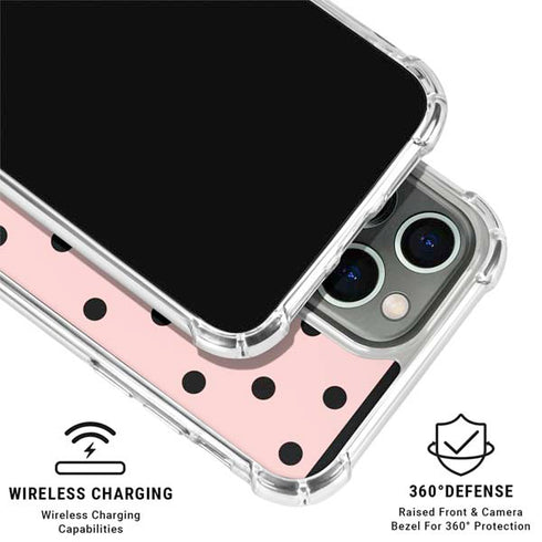 Pink and Black Polka Dots iPhone 16 Pro Clear Case