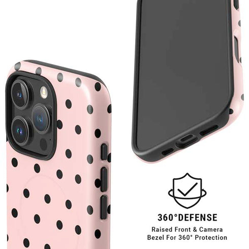 Pink and Black Polka Dots iPhone 16 Pro Magsafe Impact Case