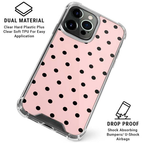 Pink and Black Polka Dots iPhone 16 Pro Max Clear Case