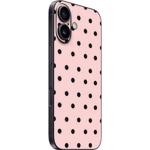 Pink and Black Polka Dots iPhone 16 Skin